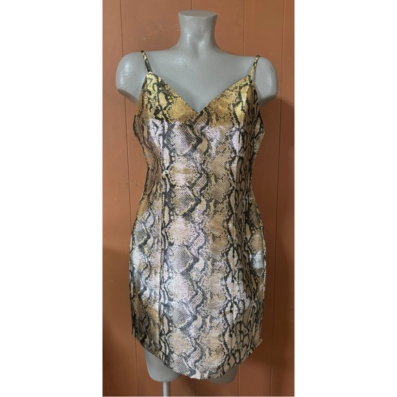 Topshop Metallic Gold Snakeskin Python Mini Dress 8 - Picture 2 of 8